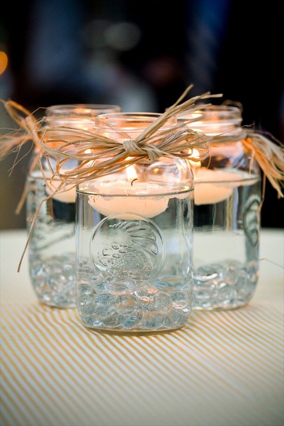 Mason jar floating tea candles