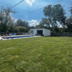 Reviewer's fourth photo of his back yard with fresh sod grass