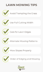 Visual showing tips for lawn mowing